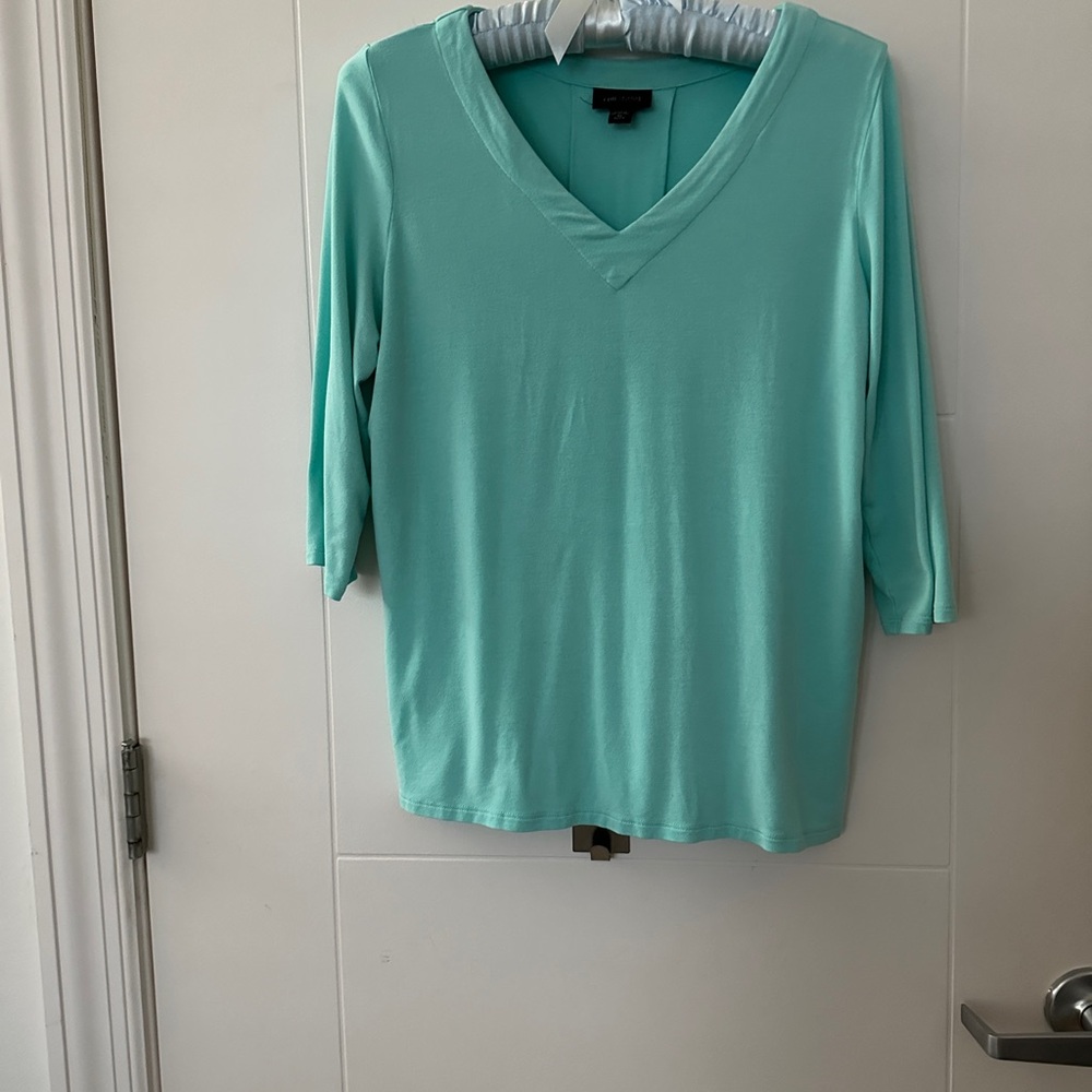 J. Jill Aqua V-Neck 3/4 Sleeve Top